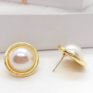 Pearl Earrings with Gold Halo | Wedding Earrings | Bridal Bridesmaid Jewelry